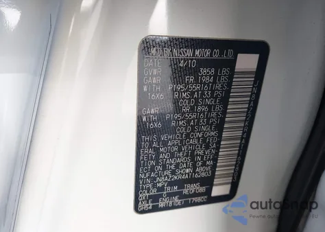 2010 Nissan Cube 1.8Sl z USA, uszkodzony, nr VIN JN8AZ2KR4AT162803